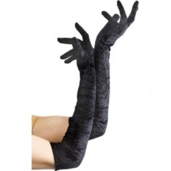 Lange Handschoenen Fluweel - Zwart