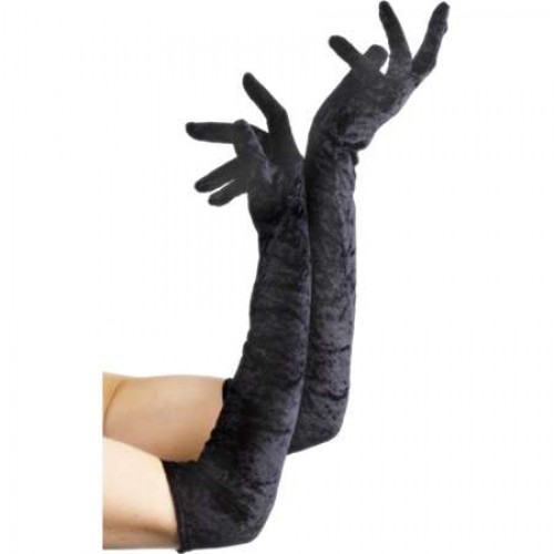 Lange Handschoenen Fluweel - Zwart