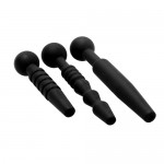 Dark Rods Siliconen 3-delige Penis Plug Set - Zwart